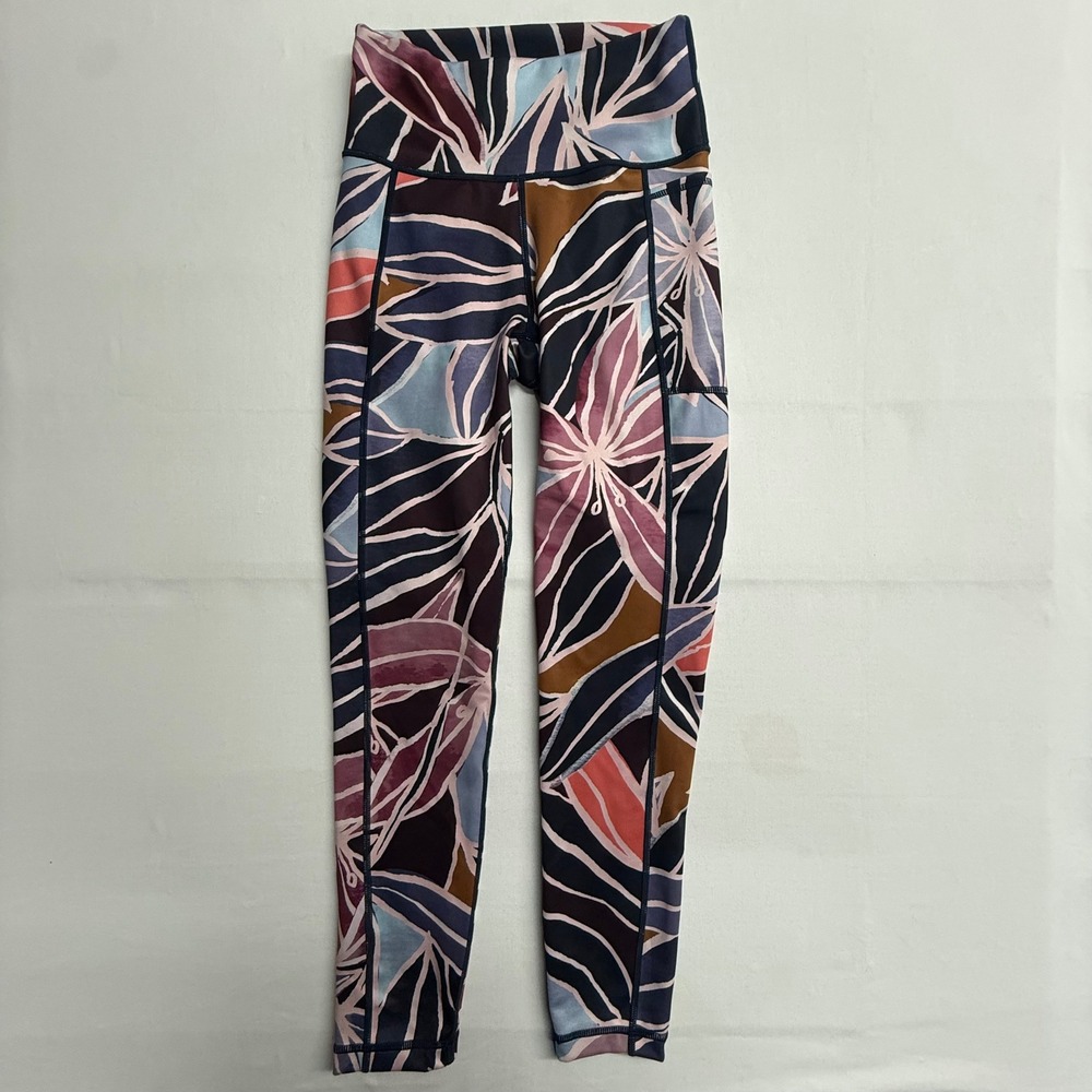 Sweaty Betty Super Sculpt Leggings XS Floral Print 7/8 Length Pocket Yoga Gym‎